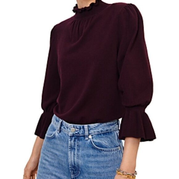 Women's BA&SH Light Knit Sweater, Size Small, Burgundy - Picture 8 of 8